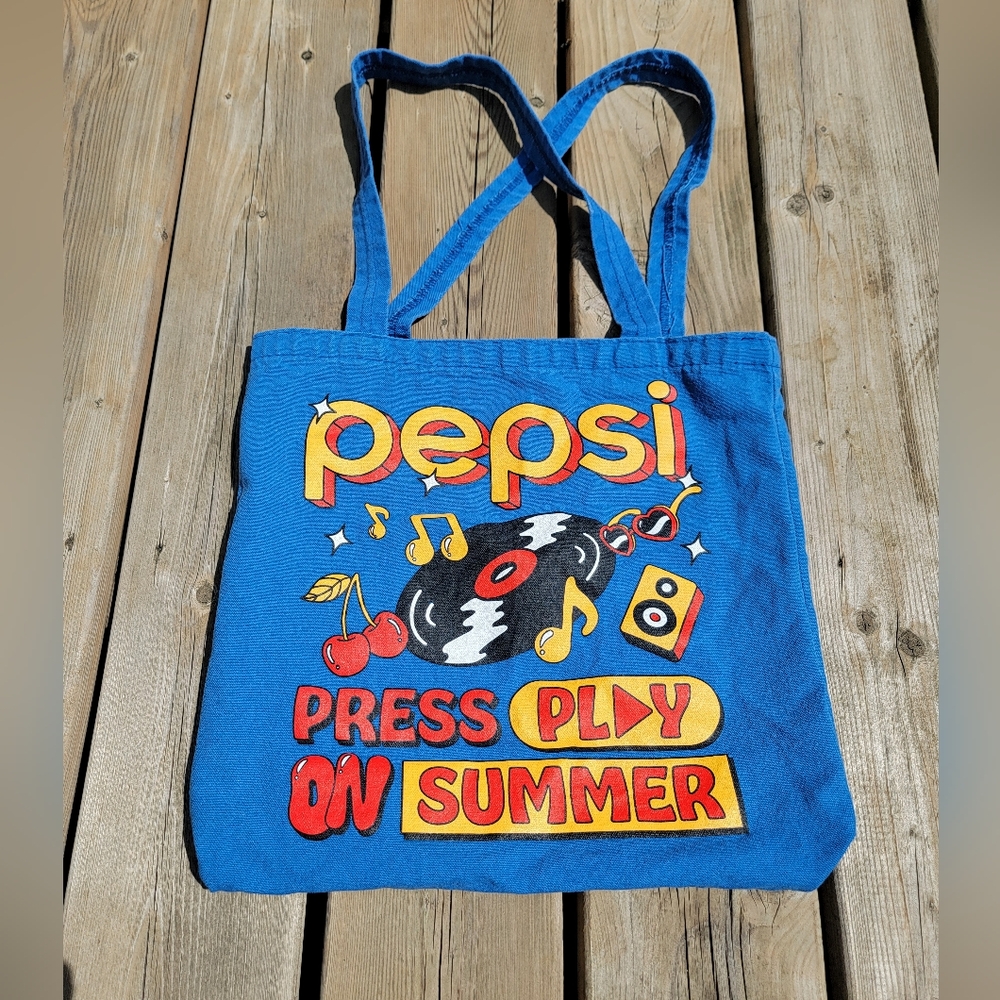 Blue Canvas Tote Bag – Pepsi "Press Play on Summer" Graphic
